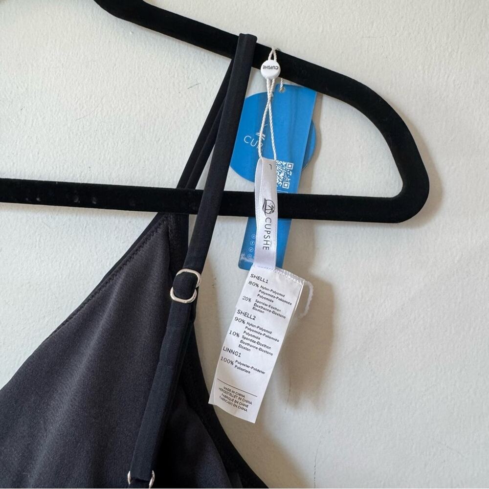 NWT Cupshe Black Mesh Criss Cross One Piece Swimsuit L - Picture 9 of 11